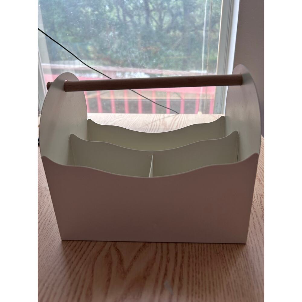 #384 New Metal Storage Caddy with Handle Cream size 7 3/4”x7”x5.5”